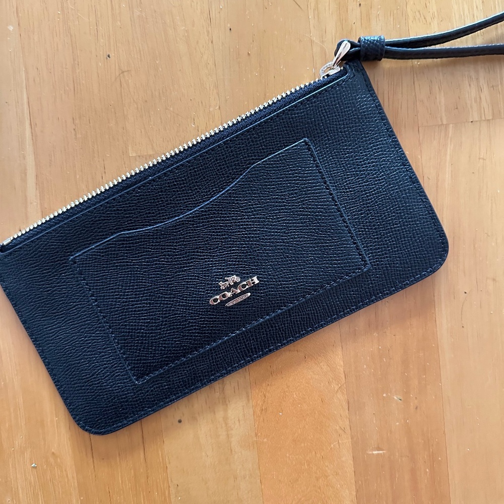 Coach Retextured Leather Slim Wallet Wrislet Classic Black